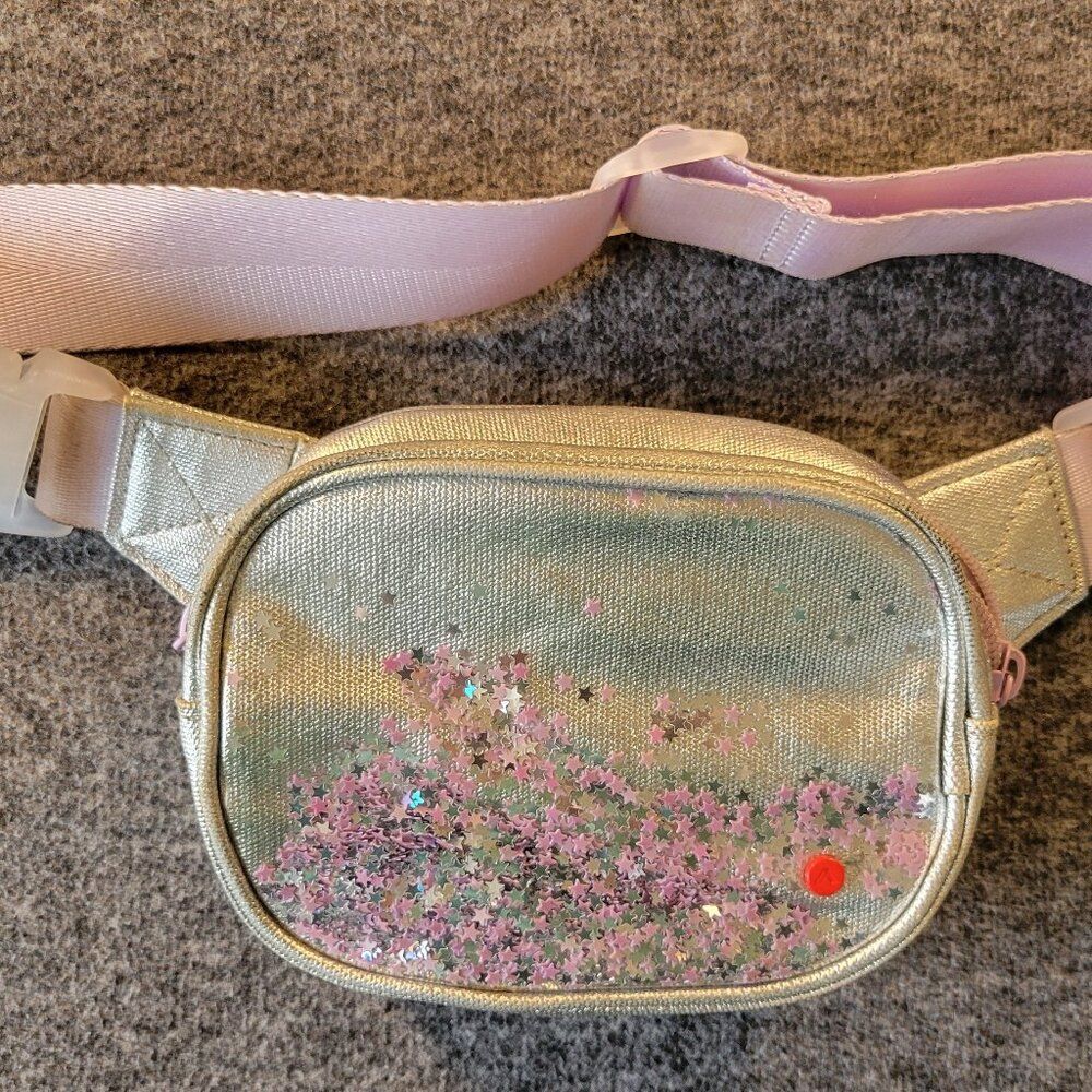 State Mini Crosby Silver and Lilac Purple Sequin Crossbody Fanny Pack Purse